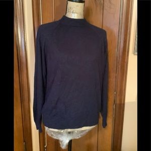 Lord & Taylor, Navy Blue, Long Sleeve,  ack Zip Sweater Sz 42 (L)